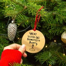 Sisters Get Promoted To Aunty Christmas Decoration Bauble - thumbnail 1