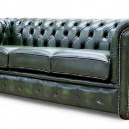 Lounging Sofa Living Room 3 Seater Couch Authentic Real Leather Antique Green - thumbnail 4