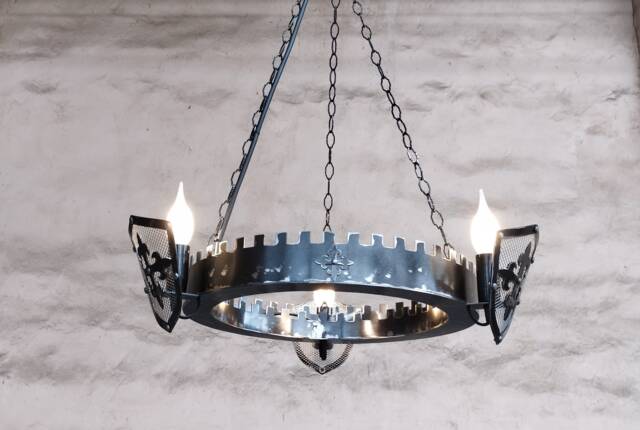 Medieval Iron Chandelier Rustic Castle Lighting, 3-Light - image 1