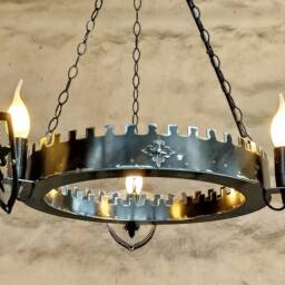 Medieval Iron Chandelier Rustic Castle Lighting, 3-Light - thumbnail 4