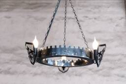 Medieval Iron Chandelier Rustic Castle Lighting, 3-Light - thumbnail 1