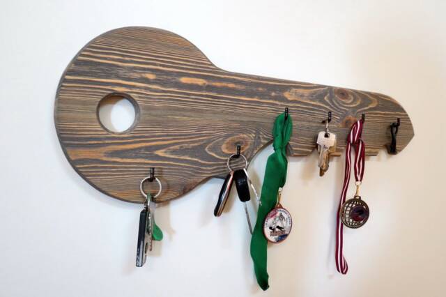 Key Holder For Wall Rustic Wood Key Wall Hook Medal Gray Pine Dog Collar Entryway Decor Hanger Country - image 1