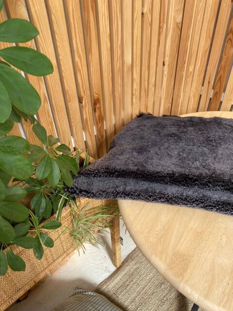 Dark Grey Shearling Sheepskin, Charcoal , Boucle Texture Shearling, Wool Rug, Upholstery Material, Interior Accessories - image 1