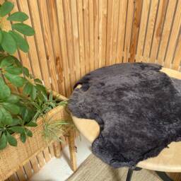 Dark Grey Shearling Sheepskin, Charcoal , Boucle Texture Shearling, Wool Rug, Upholstery Material, Interior Accessories - thumbnail 2