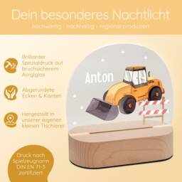 Excavator Night Light, Car Excavator Lamp, Boy's Bedroom, First Birthday, Newborn Boy Gift, Sleep Aid - thumbnail 3