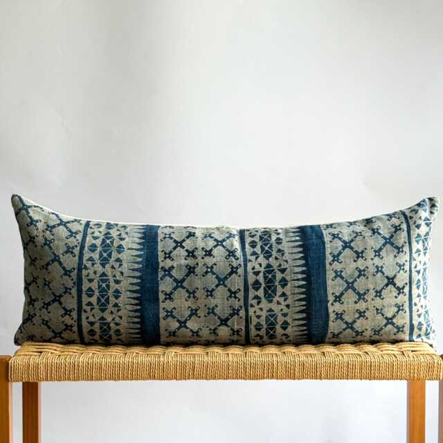 Indigo Dot Block Print Mudcloth Hmong Pillow Case - image 1