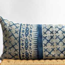 Indigo Dot Block Print Mudcloth Hmong Pillow Case - thumbnail 2