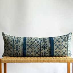 Indigo Dot Block Print Mudcloth Hmong Pillow Case - thumbnail 1