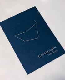Capricorn Constellation Zodiac Art Print/Gold Foil Wall Astrology Home Decor December-January Birthday/ On Navy Cream - thumbnail 1
