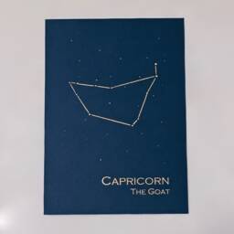 Capricorn Constellation Zodiac Art Print/Gold Foil Wall Astrology Home Decor December-January Birthday/ On Navy Cream - thumbnail 2
