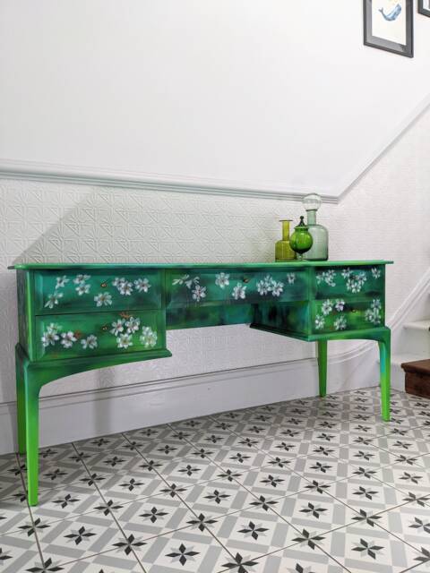 Anemone Garden ~ Hand Painted Vintage Stag Dressing Table - image 1