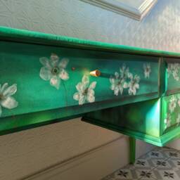 Anemone Garden ~ Hand Painted Vintage Stag Dressing Table - thumbnail 4