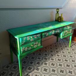 Anemone Garden ~ Hand Painted Vintage Stag Dressing Table - thumbnail 2