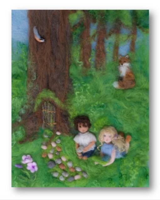 Summer Fairy Garden Wool Painting Illustration Giclee Print From Seasons Of Joy, Signed - image 1