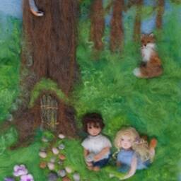 Summer Fairy Garden Wool Painting Illustration Giclee Print From Seasons Of Joy, Signed - thumbnail 2