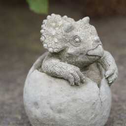 Dinosaur in Egg Triceratops Stone Statue - Outdoor Garden Ornament Shell Decor - thumbnail 2