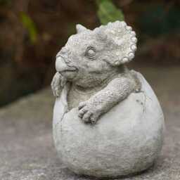 Dinosaur in Egg Triceratops Stone Statue - Outdoor Garden Ornament Shell Decor - thumbnail 3