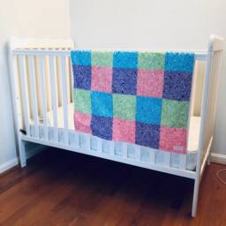 Handmade, Patchwork Baby Blanket, Toddler, Minky, Quilt, Crib Bedding, Girl, Boho, Bold, Blue, Turquoise, Teal, Green, Purple, Pink, Salmon, Floral - thumbnail 3
