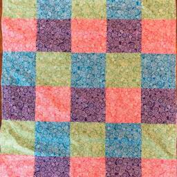 Handmade, Patchwork Baby Blanket, Toddler, Minky, Quilt, Crib Bedding, Girl, Boho, Bold, Blue, Turquoise, Teal, Green, Purple, Pink, Salmon, Floral - thumbnail 2