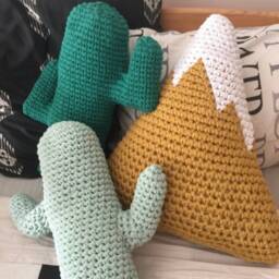 Crochet Snowy Mountain Pillow Large Cotton Decorative Pillow, Nursery Decor - thumbnail 3