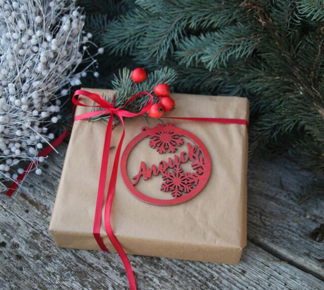 Laser Cut Name For Christmas Tree/Wood Bauble Snowflakeornament/Custom Xmas Table Decorations/ Personalized Gift/ Rustic Anniversary Decor - image 1