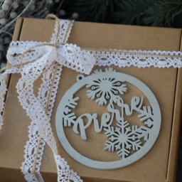 Laser Cut Name For Christmas Tree/Wood Bauble Snowflakeornament/Custom Xmas Table Decorations/ Personalized Gift/ Rustic Anniversary Decor - thumbnail 3