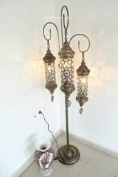 3 Glass Standing Lamp, Moroccan Lantern, Chandelier, Turkish Light, Hanging Lamp, Mosaic Lighting, Standing Lamp