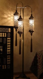 3 Glass Standing Lamp, Moroccan Lantern, Chandelier, Turkish Light, Hanging Lamp, Mosaic Lighting, Standing Lamp - thumbnail 4