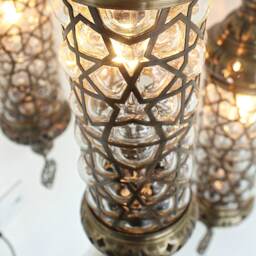 3 Glass Standing Lamp, Moroccan Lantern, Chandelier, Turkish Light, Hanging Lamp, Mosaic Lighting, Standing Lamp - thumbnail 3