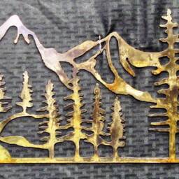 Mountain & Trees Scene Metal Wall Art - thumbnail 3