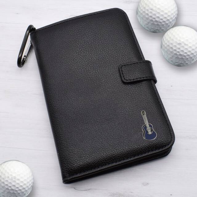 Blue Guitar Design - Personalised Leatherette Golf Organiser Complete With Divot Repairer, Marker, Tees, Scorecard & Pencils - image 1