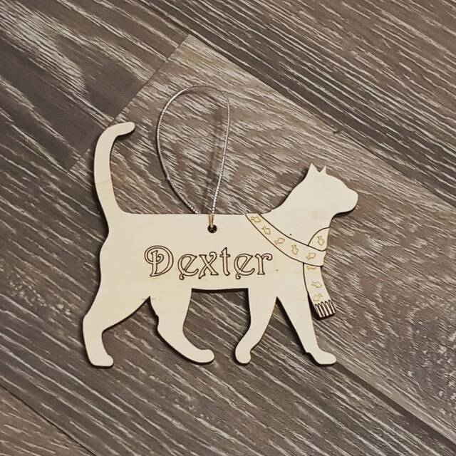 Personalized Pet Christmas Ornament Wooden Cat, Dog, Guinea Pig, Sheep - image 1
