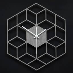Cube Shape Silent Wood Clock - Modern & Unique For Home, Minimalist Non Ticking Geometric Living Room Decor - thumbnail 2
