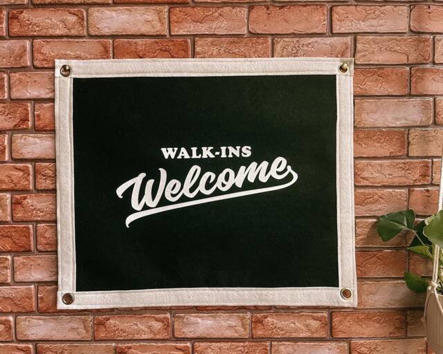 Walk-Ins Welcome Felt Pennant Banner - Business Wall Decor - image 1
