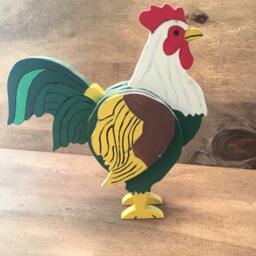 Wood Hand Painted Rooster Decor, Primitive Figurine, - Farmhouse Kitchen Freestanding - thumbnail 2