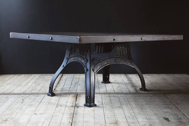 A Custom Made Industrial Dining Or Conference Table On Machinery Base Legs. Guide Price Only - image 1