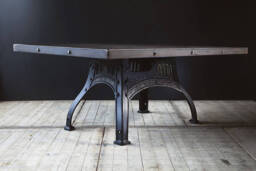 A Custom Made Industrial Dining Or Conference Table On Machinery Base Legs. Guide Price Only - thumbnail 1