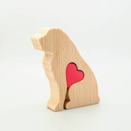 Personalised Saint Bernard Wooden Statue, Custom St Memorial Gift, Engraved Love Heart Mother's Day Gift From Dog - thumbnail 3