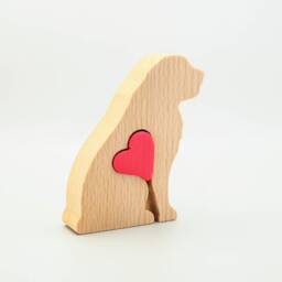 Personalised Saint Bernard Wooden Statue, Custom St Memorial Gift, Engraved Love Heart Mother's Day Gift From Dog - thumbnail 2