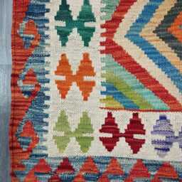Traditional Kilim Rug, Handmade Artisan Afghan Turkish Scandinavian Navajo Bohemian Wool Flatweave Multicolour Rug 129x85 cm - thumbnail 2