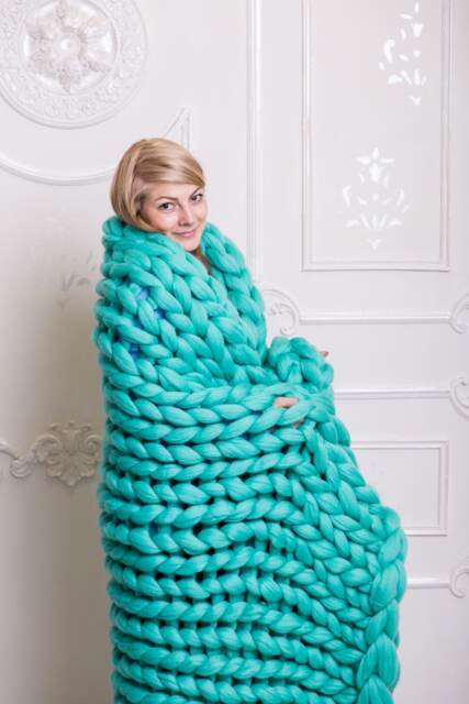 Super Chunky Knit Blanket, Merino Wool Knits, Yarn, Wool, Knitted Blanket - image 1