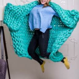 Super Chunky Knit Blanket, Merino Wool Knits, Yarn, Wool, Knitted Blanket - thumbnail 2