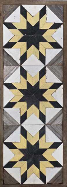 Amish Barn Quilt Wall Art 30 X 10.5 Black & Yellow Stars - image 1