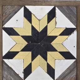 Amish Barn Quilt Wall Art 30 X 10.5 Black & Yellow Stars - thumbnail 3