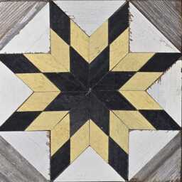 Amish Barn Quilt Wall Art 30 X 10.5 Black & Yellow Stars - thumbnail 2