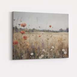 Delicate Wildflower Meadow Soft Neutral Botanical Canvas Wall Art Print Decor Picture Ready To Hang - thumbnail 4