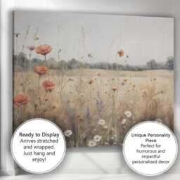 Delicate Wildflower Meadow Soft Neutral Botanical Canvas Wall Art Print Decor Picture Ready To Hang - thumbnail 3