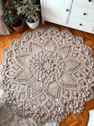 Rug, Crochet Cotton Beige Country Lace %100 Ribbon Yarn, Home Decoration