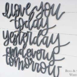 I Love You Wood Cutout Sign - Wedding Wall Art Valentine Gift Inspirational Quote Decor - thumbnail 2