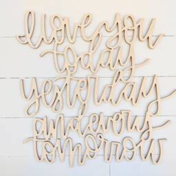 I Love You Wood Cutout Sign - Wedding Wall Art Valentine Gift Inspirational Quote Decor - thumbnail 3